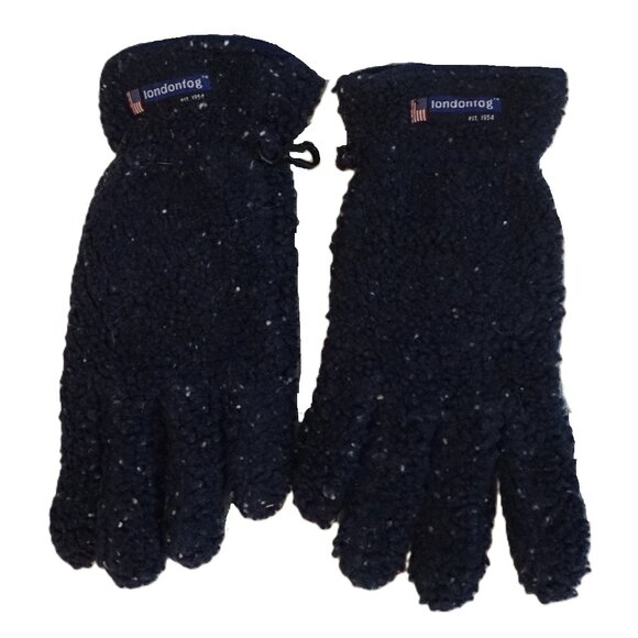 London Fog Navy Speckled Sherpa Gloves Fleece Lined Boys Large (12-15) - Picture 1 of 6